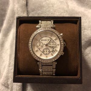 Michael Kors All Silver Rhinestone Watch